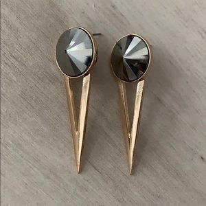Smoke Gray and Gold Pointed Earrings